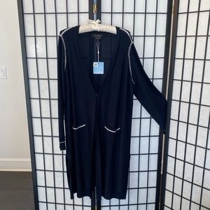 St. John Blue Hand Beaded Long Cardigan